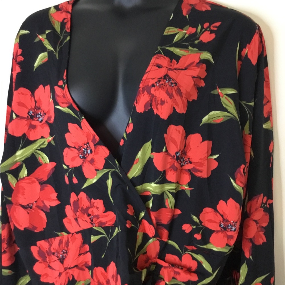 Boohoo Plus Red Floral Dress Sz 24 - Picture 10 of 12